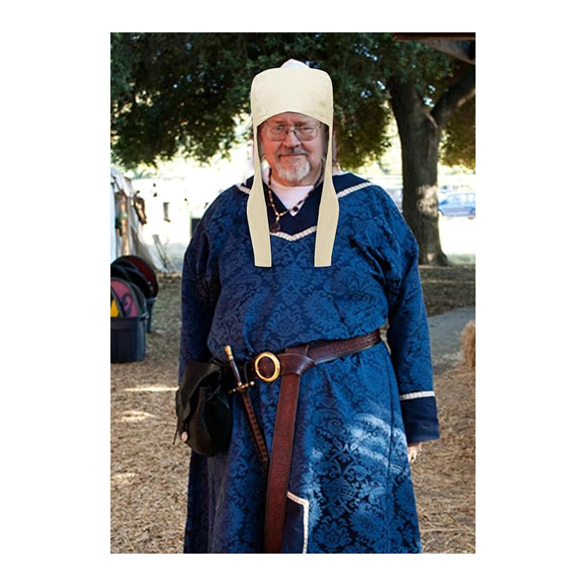 Medieval Coif Cap Linen Hats with Ear Flaps Renaissance Bonnet 