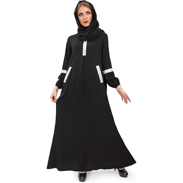 Muslim Women Dress Long Sleeve Abayas Dress with Hijabs Modest Dresses Dubai Outfits Arabian Robe