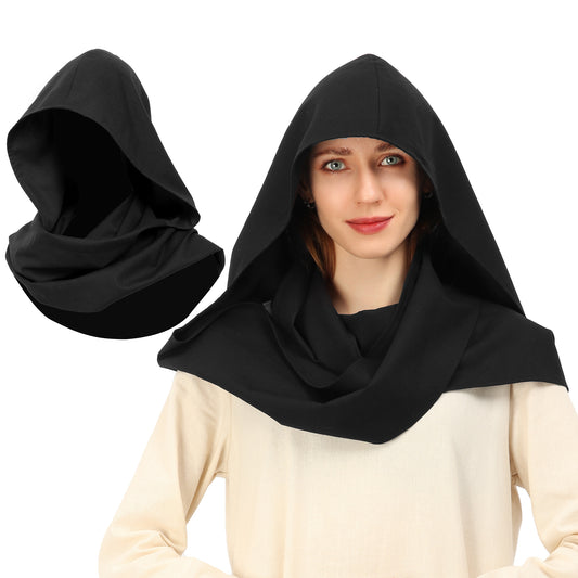 Medieval Linen Cowl Hood Scarf Vintage Rogue Cape Costume Hooded Scarf for Apocalyptic Cosplay Linen Hood for Muslim