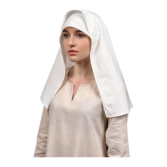 Medieval Women White Headscarf Renaissance Hat Scarf Cosplay Ren Faire Costume Accessories