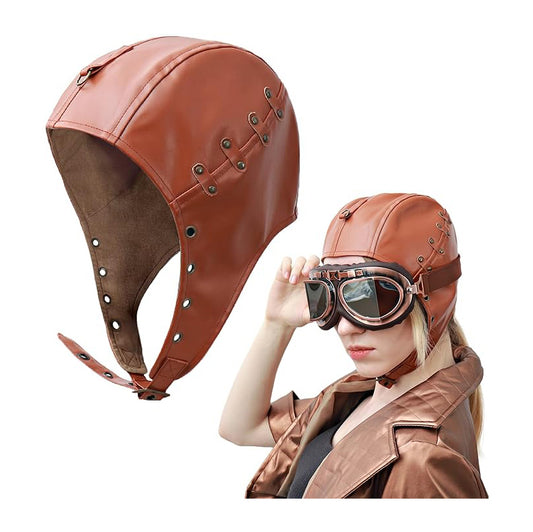 Steampunk Aviator Hat Women Pilot Cap PU Leather