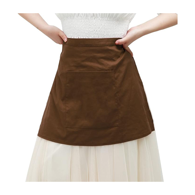 Medieval Renaissance Apron with Pocket, Linen Half Waist Chef Waiter Aprons