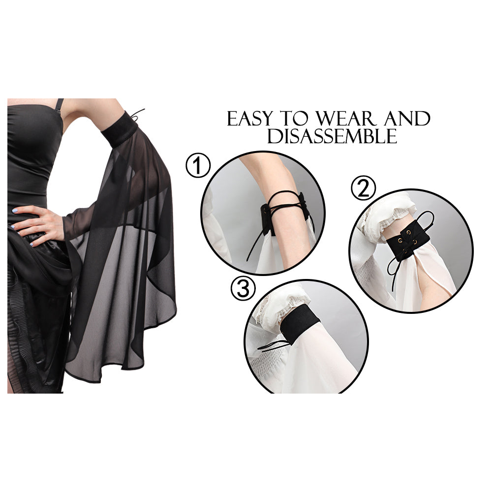 Women's Victorian Long Tulle Gloves Opera Pageant Gloves Chiffon Tulle Detachable Sleeves