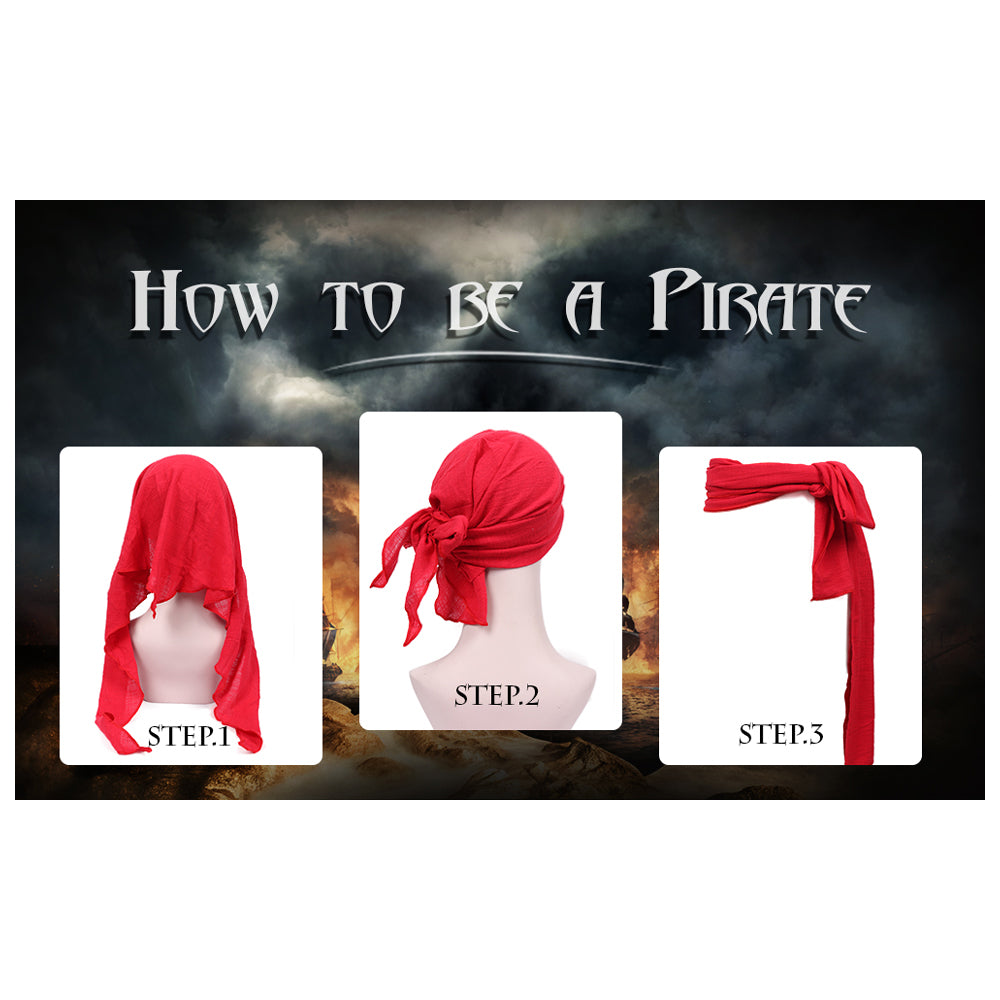 Pirate Sash Waist Belt and Head Scarf 2 PCS Linen Medieval Accessory 