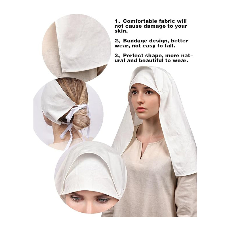 Medieval Women White Headscarf