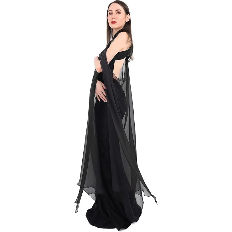 Women Gothic Tulle Cloak Chiffon Shawls Cape Wedding Collared Halter Capelet