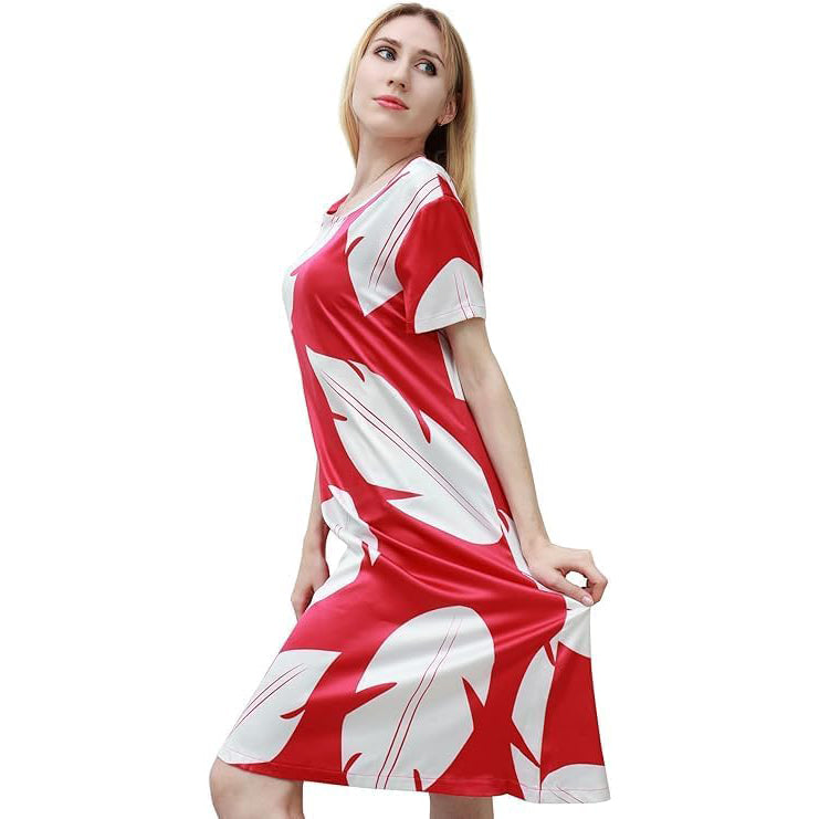 Christmas Leaf Dress Hawaiian Daily Wear Dresses Women