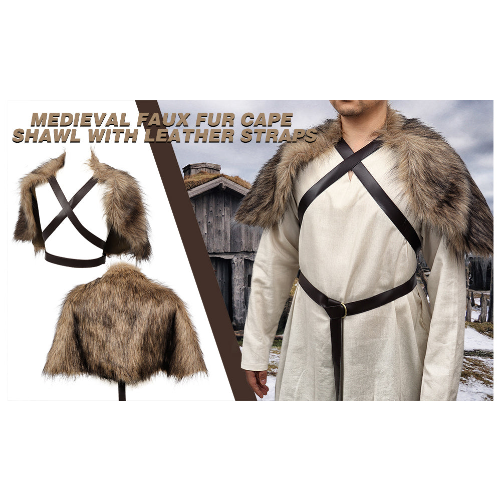 Medieval Faux Fur Wrap Collar Shawl Winter Shrug 